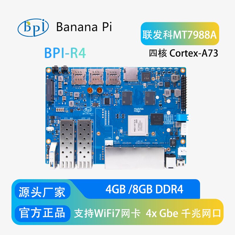 Bananapi Bpi R4 Wifi 7 - Placa de Desenvolvimento de Roteador de